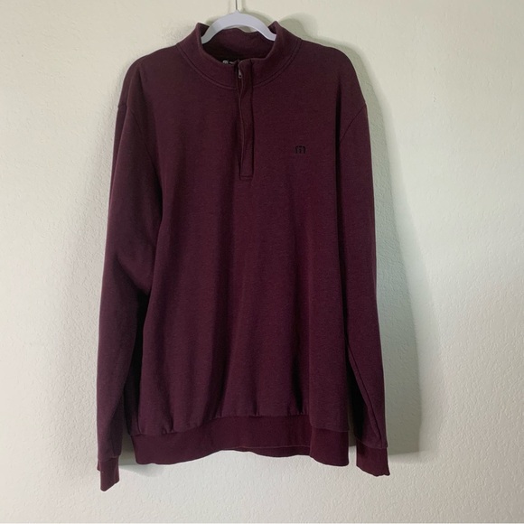 Travis Mathew Mens burgundy 1/4 zip pull over sweater XL - Picture 1 of 9